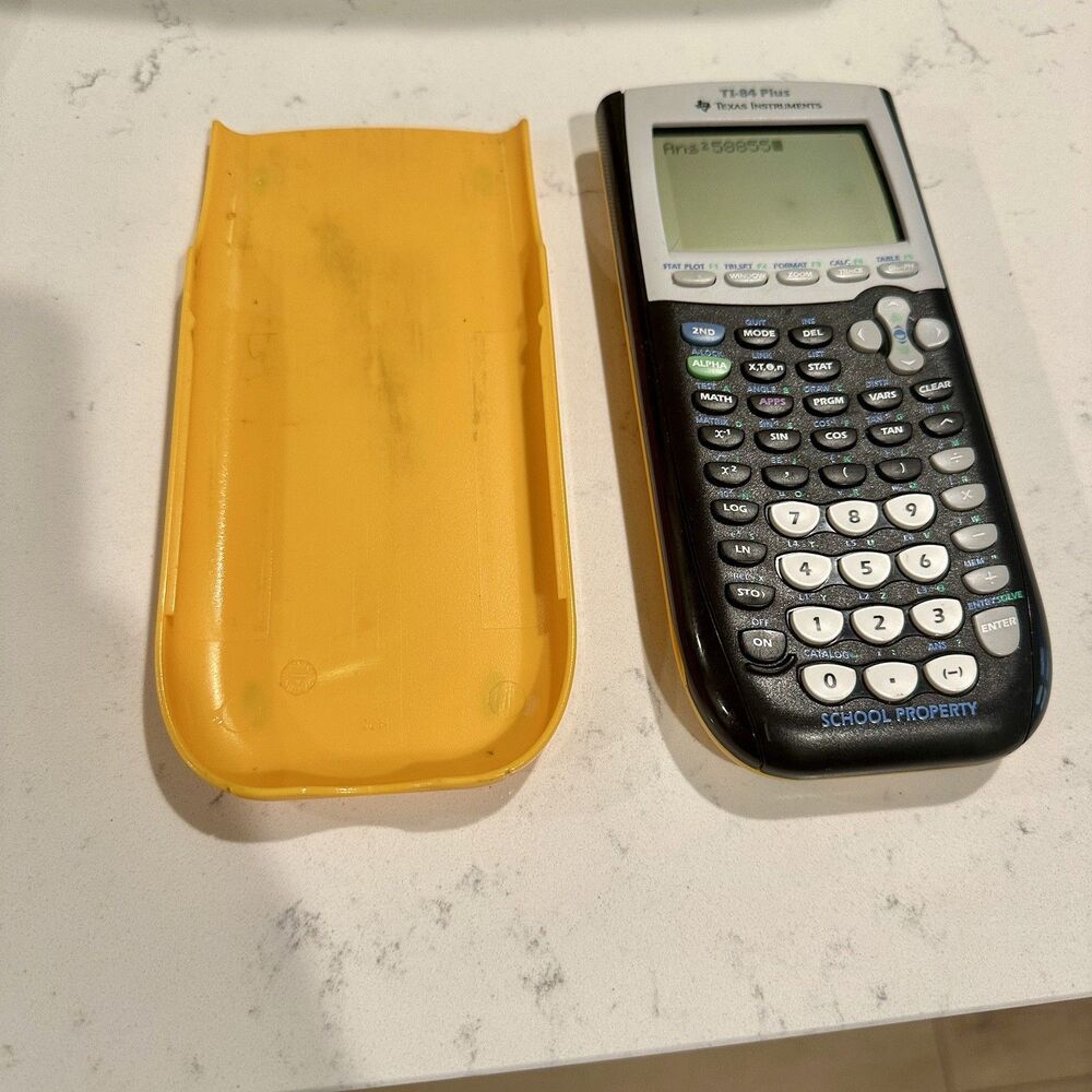 Texas Instruments TI-84 Plus Calculator Black/Yellow Cover Tested Works